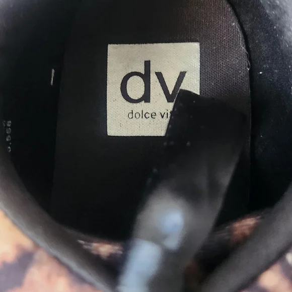 DV by Dolce Vita Leopard Print Satin Ribbon Sneakers - Brown Black - Picture 3 of 8